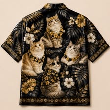 Áo Hawaii Mèo Satin 2
